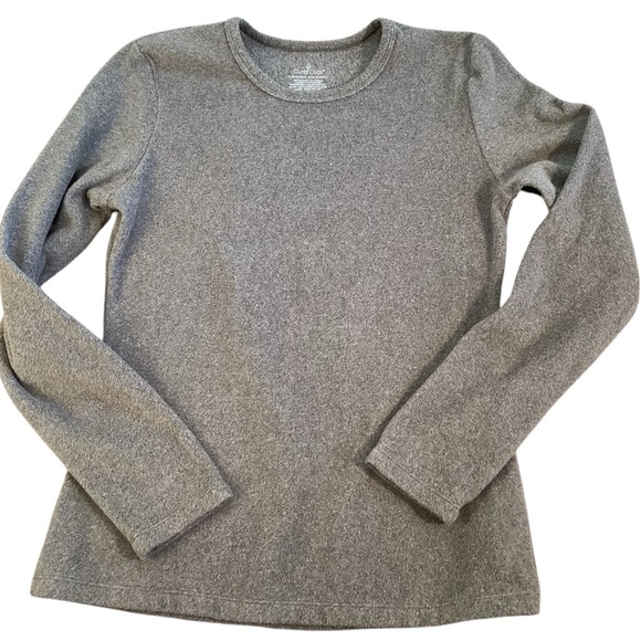 Cuddl Duds Top Light Gray Fleecewear With Stretch Long Sleeve Crewneck Medium - Picture 8 of 8